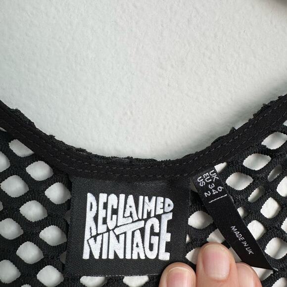 Reclaimed Vintage Black Mesh Cover Up Long Maxi Dress Women's 2 - Picture 6 of 8